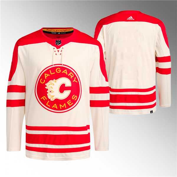 Men%27s Calgary Flames Blank 2023 Cream Classic Primegreen Stitched Jersey Dzhi->calgary flames->NHL Jersey